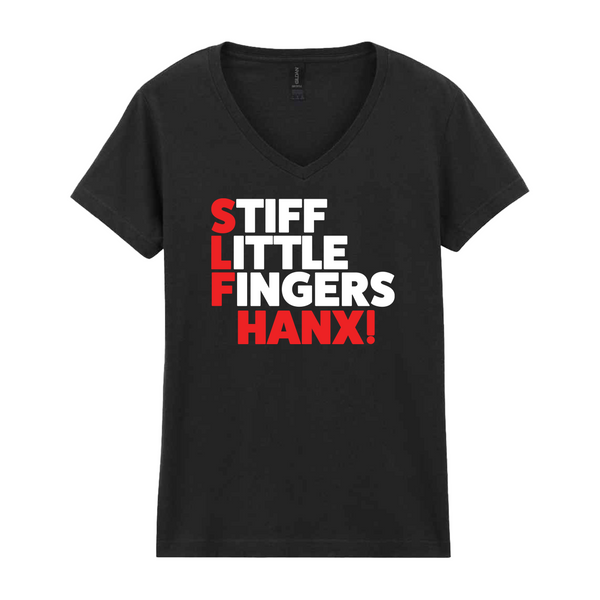 Hanx Ladies V Neck Black T-Shirt