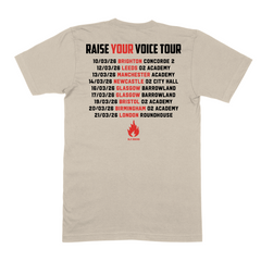 Raise Your Voice Ecru Tour T-Shirt - PRE-ORDER