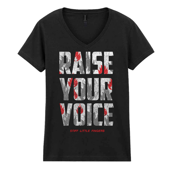 Your Voice V Neck Ladies Black T-Shirt